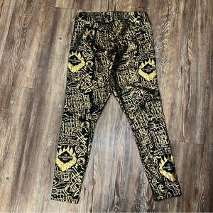 Torrid Harry Potter Legging Size 00  Full Length The Marauders Map Black Gold